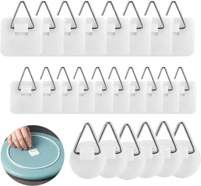 Productafbeelding van Zelfklevende Hangers - Foto Ophangers - Decoratie Bevestigen - Zonder Boren - 45 Stuks - Wit