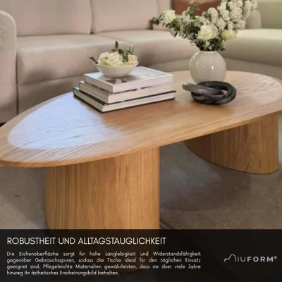 Produktbild von MIUFORM Miuf - Eiche Tisch L - 128x67 cm - Couchtisch Kaffeetisch Wohnzimmertisch