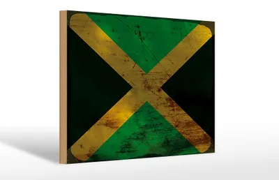 Produktbild von Holzschild Flagge Jamaika 30x20cm Flag of Jamaica Rost