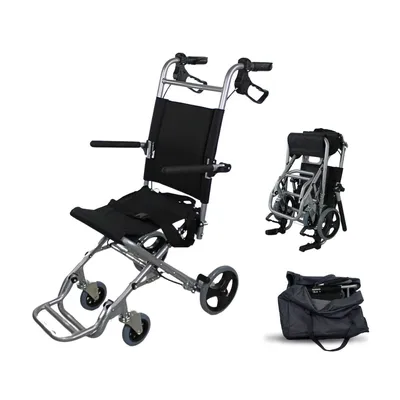 Produktbild von Rollstuhl für ältere Menschen Mobiclinic Transitrollstuhl Faltbar Aluminium Kleine Räder Bremsen an Griffen Schwarz Júpiter Clinicalfy