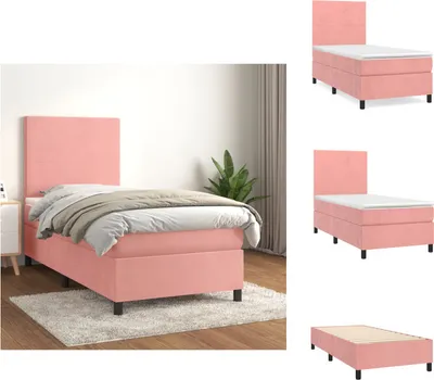 Produktbild von vidaXL Boxspringbett mit Matratze Rosa 90x190 cm Samt -  Betten & Bettgestelle