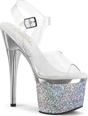 Produktbild von ESTEEM-708CHLG Damen Sandale von Pleaser, Transparent Silber , EU 39, US 9