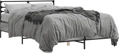 Produktbild von vidaXL Bettgestell Grau Sonoma 140x200 cm Holzwerkstoff und Metall