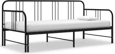Image de Cadre de canapé-lit extensible sans matelas Noir Métal 90x200cm