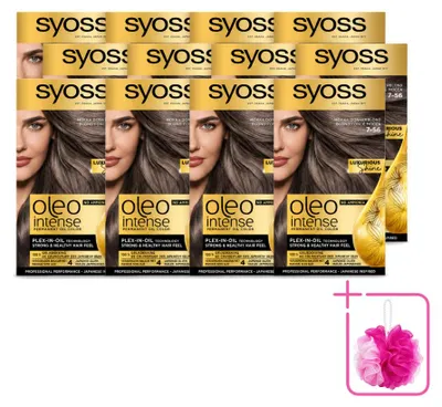 Zdjęcie produktu dla 12 sztuk farby do włosów SYOSS Oleo Intense 7-56 Mokka, ciemny blond, bez amoniaku - zestaw ekonomiczny