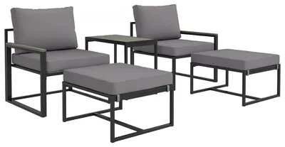 Produktbild von Outsunny Gartenmöbel Set 2 Personen wetterfest Balkonmöbel-Set mit 2 Sessel