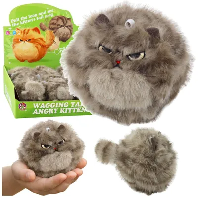 Immagine prodotto di Portachiavi con gattino di peluche marrone dalla coda che si muove e che emette suoni, 9 cm