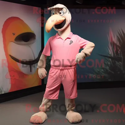 Produktbild von Hellbraunes REDBROKOLY Flamingo-Maskottchenkostüm mit Jogginghose und Krawatte