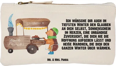 Produktbild von Mr. & Mrs. Panda Schlampermäppchen Igel Maronen Größe S Klein - Weiß - Geschenk, Duft, Stiftemäppchen, Federtasche, Mäppchen, Weihnachten, Make-Up Tasche, Weihnachtsmarkt