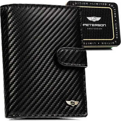 Obrázek produktu pro Peterson Pánská peněženka z přírodní kůže RFID černá 12,5x9,5 cm