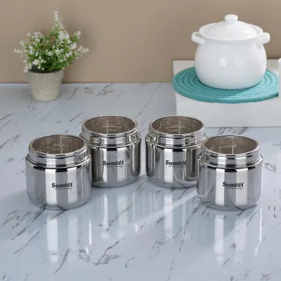 Vorratsdosen Edelstahl 4er-Set 400 ml je 9 cm silber