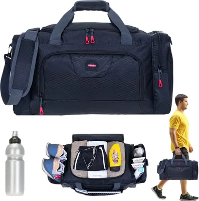 Produktbild von Sporttasche Reisetasche groß Elephant Trainer Large 55 cm 40 Liter Saunatasche Fitnesstasche Freizeittasche Fußball Tasche 1243 Schwarz + Flasche
