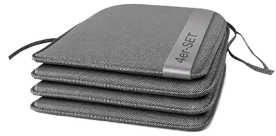 Productafbeelding van Set van 4 stoelkussens, gestreept, 38 x 38 x 2 cm, U-vorm, zwart
