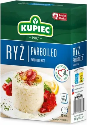 Zdjęcie produktu dla Ryż Parboiled Paraboliczny Naturalny Sypki - Kupiec Woreczki 4x100 g
