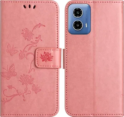 Produktbild von Motorola Moto G35 Hülle - Coverup Blumen & Schmetterlinge Klapphülle - Rosa