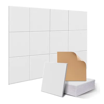 Immagine prodotto di 12 pezzi Pannello acustico in feltro di poliestere Pannello fonoassorbente per isolamento acustico a parete Podcasts Studio 30 x 30 cm Bianco