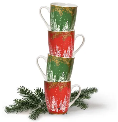 Produktbild von Weihnachtstassen 4er Set Skandi Design Wald Hirsche