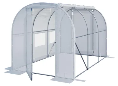 Image de Serre tunnel Premium TOOLPORT 2x3m avec porte pivotante, bâche PE 180 g/m² blanc transparent