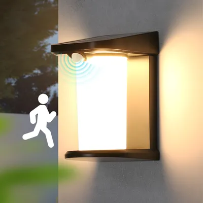 Image de ZMH Lampes solaires d'extérieur avec détecteur de mouvement Lampe solaire murale d'extérieur Lampe solaire de jardin d'extérieur 2 modes Lampe d'extérieur étanche 3000K blanc chaud Lampe LED d'extérieur pour cour marches porte d'entrée couloir