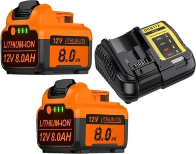 Obrázok produktu pre Sada náhradných batérií – Li-Ion 12 V akumulátorová batéria – 8000 mAh – kompatibilná s DCB126/DCB127/DCB120 – 2 batérie + nabíjačka – ružová