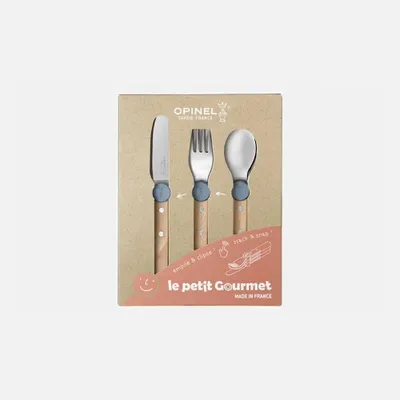 Zdjęcie produktu dla Zestaw sztućców dla dzieci OPINEL Le Petit Gourmet, 3-częściowy, RAIN BLUE