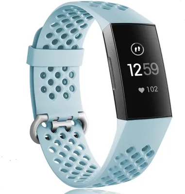 Produktbild von Strap-it Fitbit Charge 4 Armband Silikon mit Löchern (Baby Blau) - Große: S/M