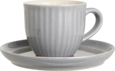 Produktbild von Espressotasse mit Untertasse MYNTE French Grey 135ml Steingut grau Ib Laursen WA
