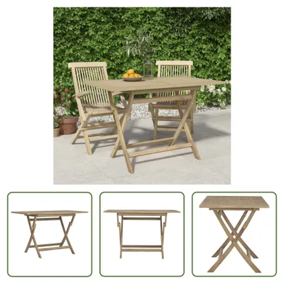 Immagine prodotto di The Living Store Tavolo da giardino pieghevole grigio 120x70x75 cm in teak massiccio