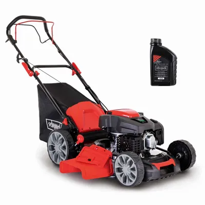 Produktbild von Scheppach Benzin Rasenmäher MS225-56 inkl. Motoröl | Radantrieb | 6PS | 56cm | 65L | Höhenverstellung 7 Stufen | Seitenauswurf & Reinigungsfunktion