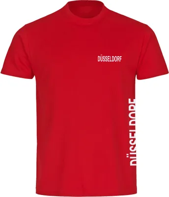 Produktbild von multifanshop Herren T-Shirt - Düsseldorf - Brust & Seite, rot, Größe XL