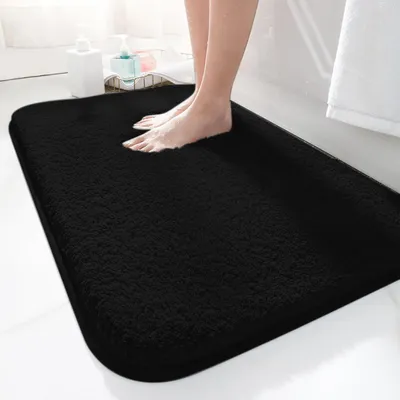 Obrázek produktu pro Koupelnová předložka 40 x 60 cm, protiskluzová, měkká, savá, z mikrovlákna, černá