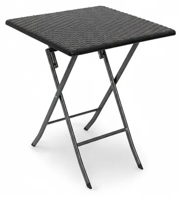 Produktbild von Relaxdays Gartentisch klappbar BASTIAN quadratisch H x B x T: 74 x 61,5 x 61,5 cm, Metall, Kunststoff, Rattan-Optik, schwarz