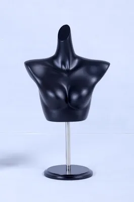 Produktbild von X+1 Brust Schaufensterpuppe schwarz matt lackiert hochwertig ohne Kopf mit Metallplatte Frau Weiblich