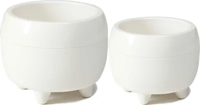 Produktbild von HowHomely | Pflanzkübel - Botanica - Creme - Stilvolles Design - Stabil mit Füßen - Pflegeleicht - Blumentöpfe