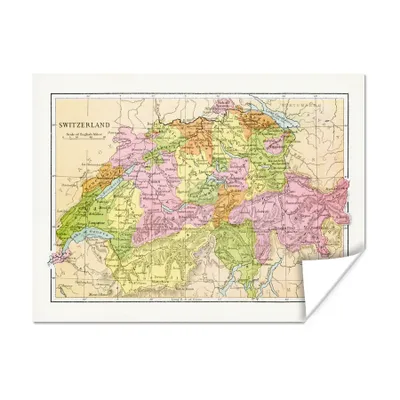 Obrázok produktu pre MuchoWow® Plagát - Podrobná mapa Švajčiarska - 160x120