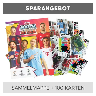 Produktbild von Champions League 2023/24 - Trading Cards -  1 Sammelmappe + 100 verschiedene, zufällige Karten