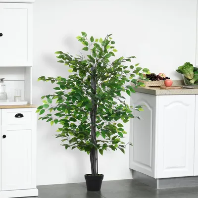 Produktbild von Kunstpflanze im Topf Künstlicher Banyan Zimmerpflanze Dekopflanze Büropflanze für Wohnzimmer 20x145cm