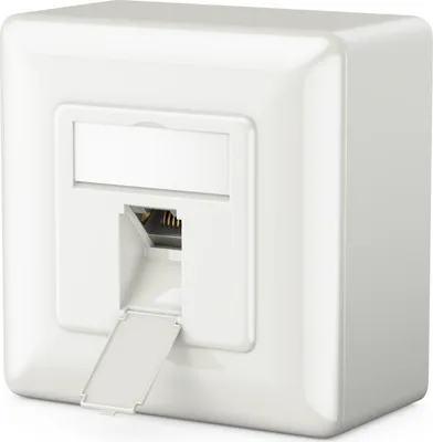 Produktbild von deleyCON 1x CAT6a Universal Netzwerkdose - 1x RJ45 Port - Geschirmt - Aufputz oder Unterputz - 10 Gigabit Ethernet Netzwerk - EIA/TIA 568A&B - Weiß
