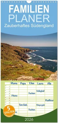Produktbild von Familienplaner 2026 - Zauberhaftes Südengland mit 5 Spalten (Wandkalender, 21 x 45 cm) CALVENDO