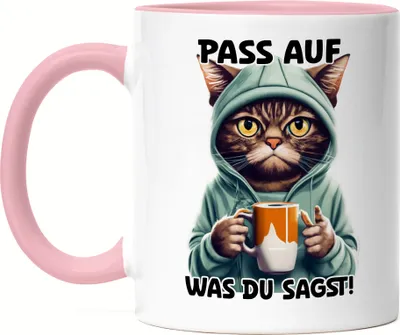 Produktbild von Pass auf was du sagst Tasse Rosa Langschläfer Morgenmuffel Witzig Kaffee