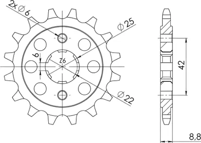 Produktbild von Ritzel Supersprox 520 - 15Z CST-276:15|grobverzahnt 22,0/25,0
