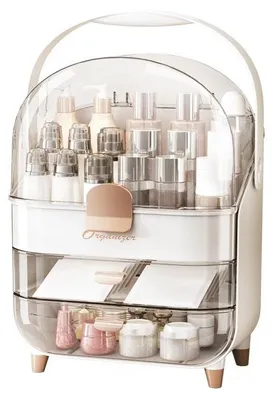 Produktbild von Tragbarer Kosmetik-Organizer mit Fächern und Deckel für Kosmetikprodukte