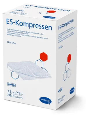Produktbild von Hartmann ES-Kompressen steril, 12-fach, 7,5x7,5 - 5 Stück - B0041M28JY | Packung (100 Stück)