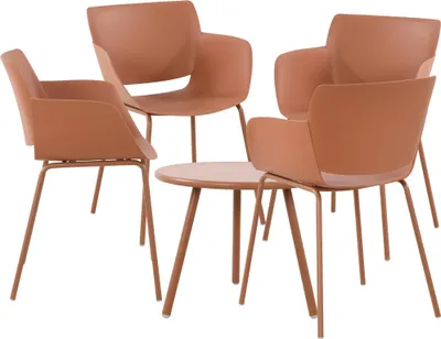 Produktbild von CLP Sitzgruppe Minota Set Tisch Minot Stühle Alpena wetterfest und UV-beständig terracotta 4 Stühle