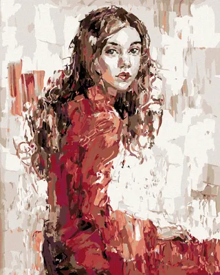 Produktbild von Zuty - Malen nach Zahlen - JUNGE FRAU IN ROTEM KLEID, 40x50 cm, ohne Keilrahmen