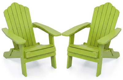 Productafbeelding van COSTWAY 2-delige set Adirondack-stoelen, inklapbaar, Adirondack-stoelen van kunststof, geschikt tot 180 kg, weerbestendige tuinstoelen met hoge rugleuning en brede armleuningen
