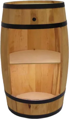 Produktbild von Holzfass Hausbar mit LED-Leuchten - Weinschrank im Retro Stil - Weinfass Bar - Weinregal Holzbar 80cm - Elegante Möbel, Wohnzimmer Deko - Fassbar Stehtisch und Flaschenständer (Eiche)