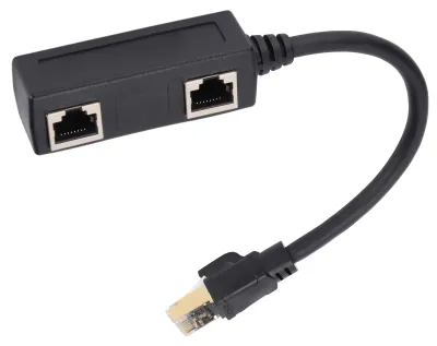 Image de Répartiteur Ethernet : adaptateur de câble réseau CAT8 noir, pratique, stable, fiable et durable, pour la maison et le bureau