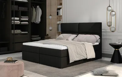 Obrázok produktu pre Kontinentálna posteľ s úložným priestorom 140x200 ARLUNE - čierna 2