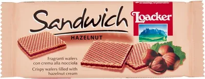 Produktbild von 12x Loacker Sandwich Noisette Hazelnut duftende Waffeln mit Haselnusscreme - 75 g